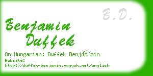 benjamin duffek business card